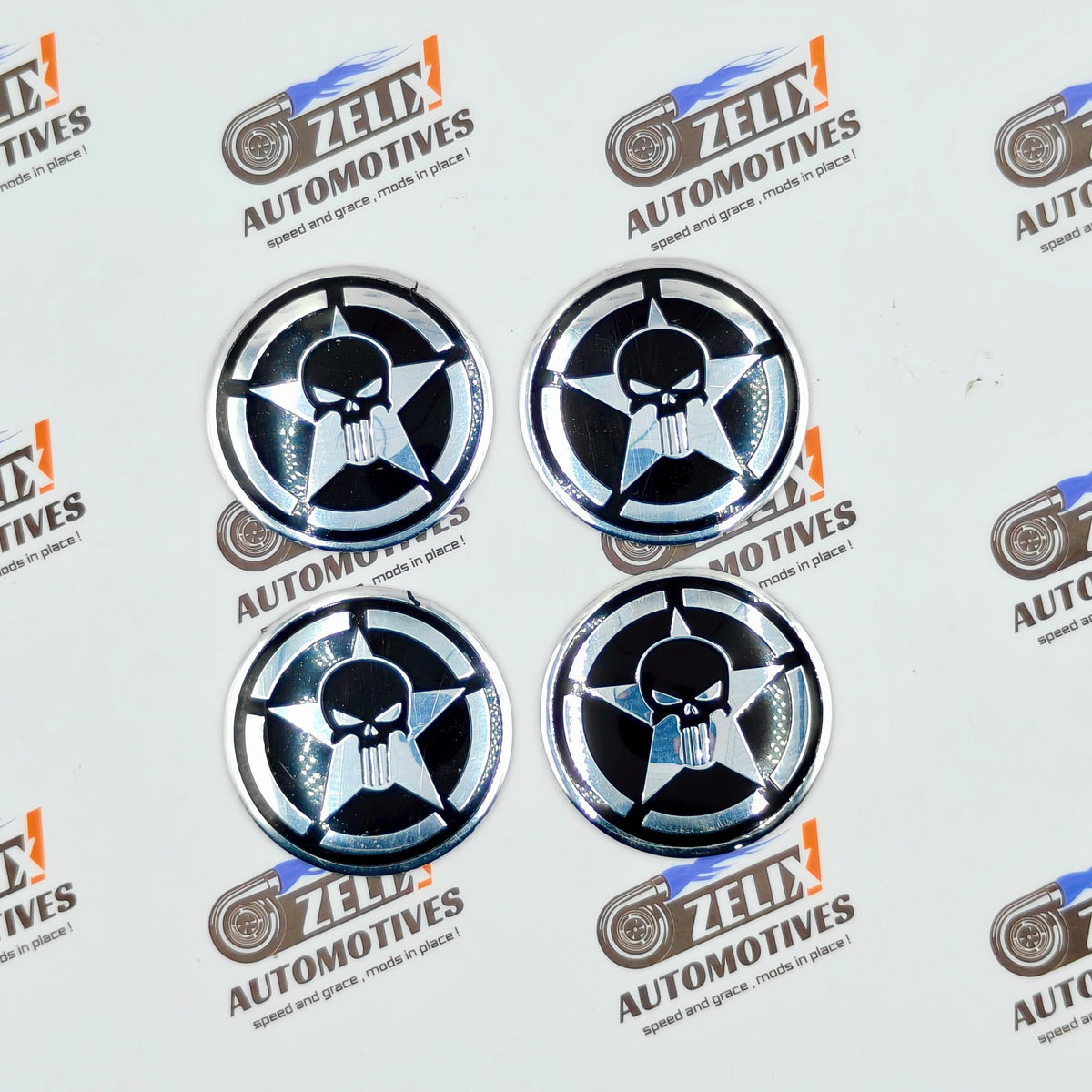 War Zone Punisher Skull Wheel Stickers for Cars