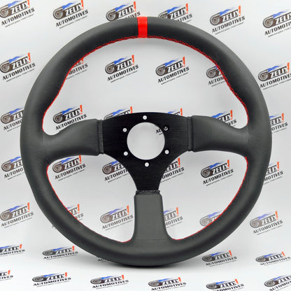 Universal 3-Spoke JDM Steering Wheel | Leather Finish