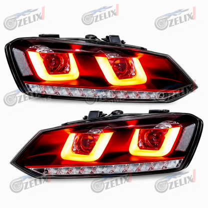VW Polo UU-Style Headlights | With DRLs & Welcome Feature