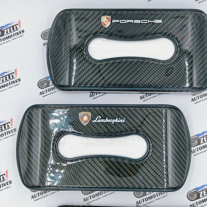 Original Carbon Finish Car Tissue Box for Porsche, Lamborghini & Mustang