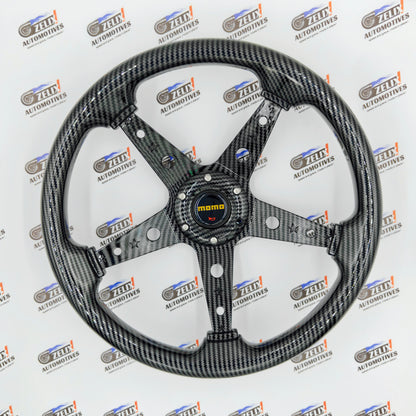 MOMO 5-Spoke Deep Dish Steering Wheel | Carbon Finish