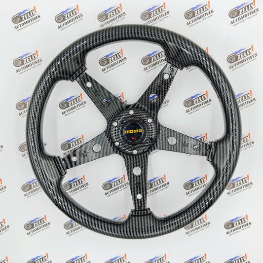 MOMO 5-Spoke Deep Dish Steering Wheel | Carbon Finish