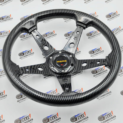 MOMO 5-Spoke Deep Dish Steering Wheel | Carbon Finish