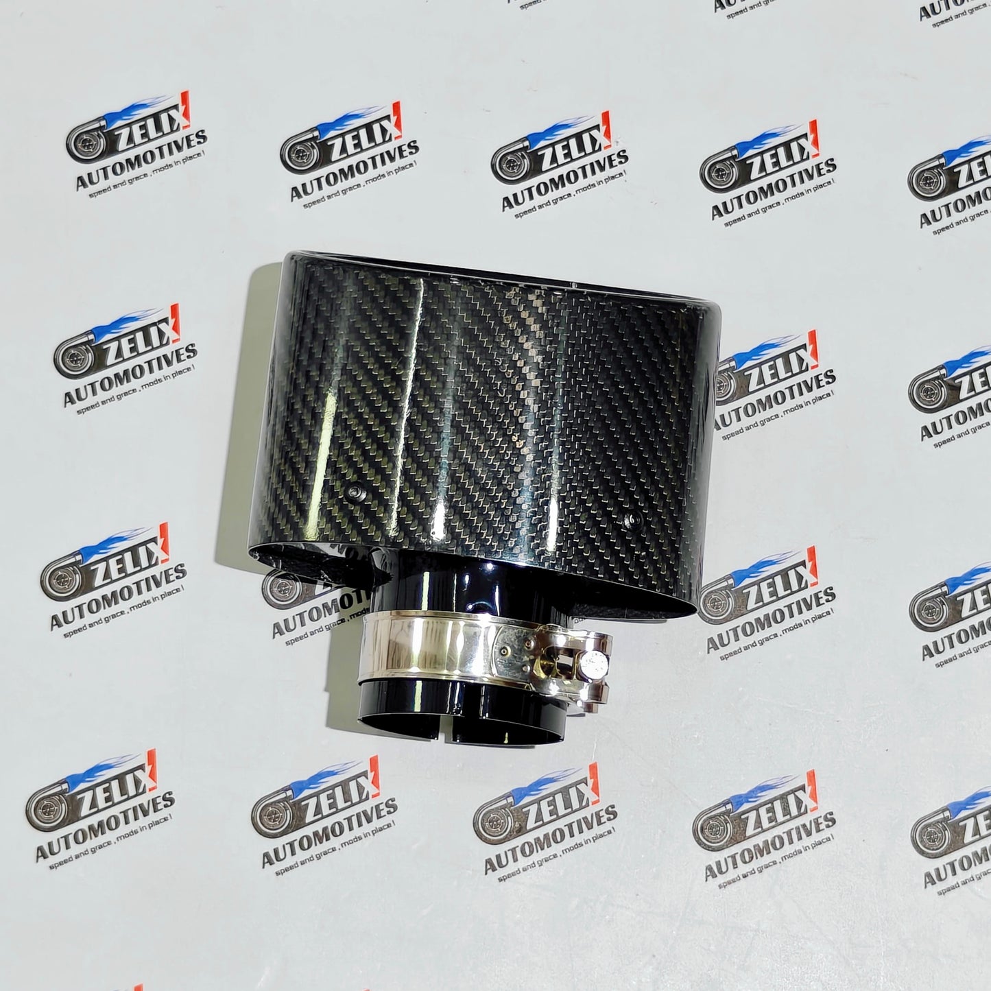 Universal Big Mouth Single Exhaust Tip | Gloss Carbon Finish