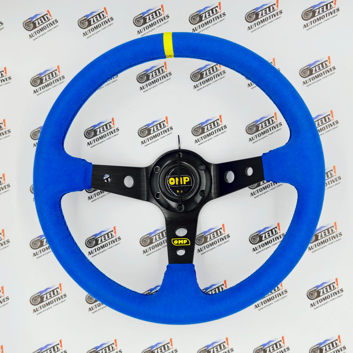 OMP Deep Dish Steering Wheel | Blue Alcantara Finish