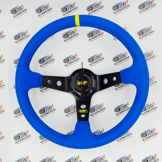 OMP Deep Dish Steering Wheel | Blue Alcantara Finish