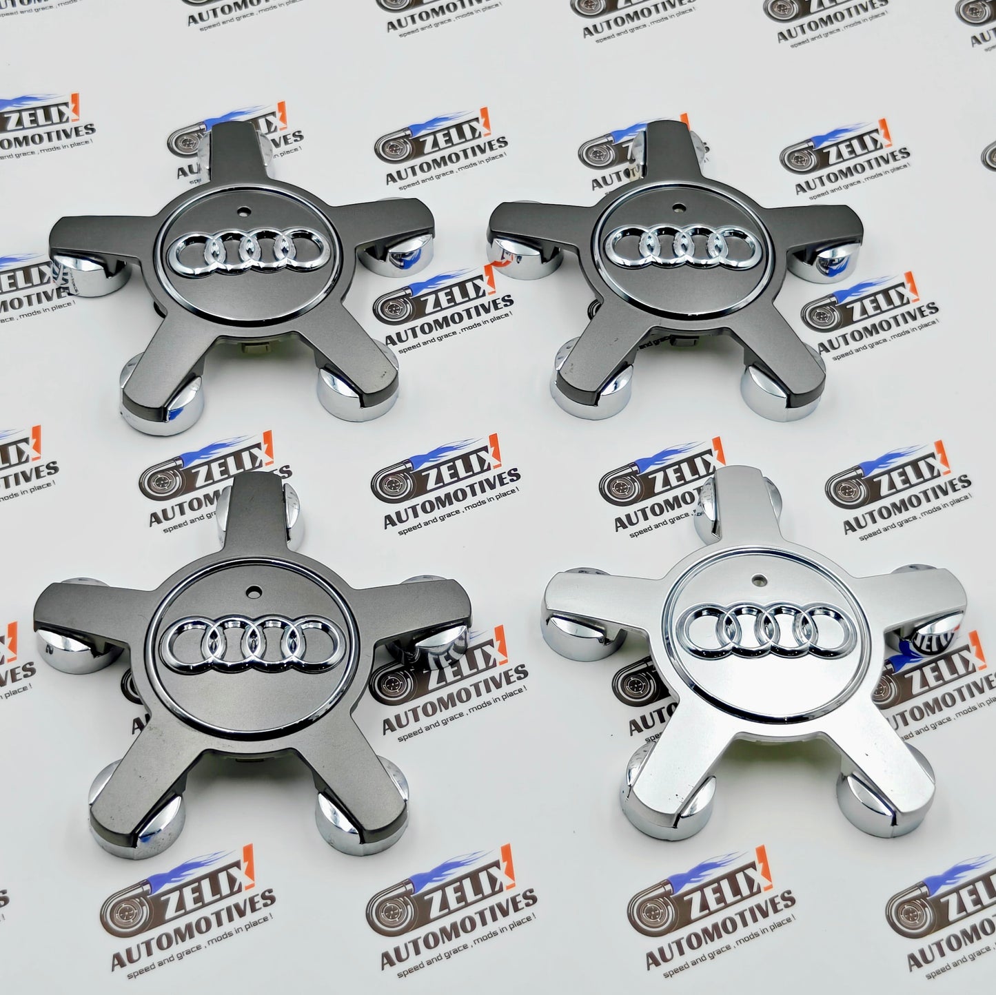 Star Shape Wheel Center Caps Compatible With AUDI | Aftermarket Set of 4 With Three Color Options