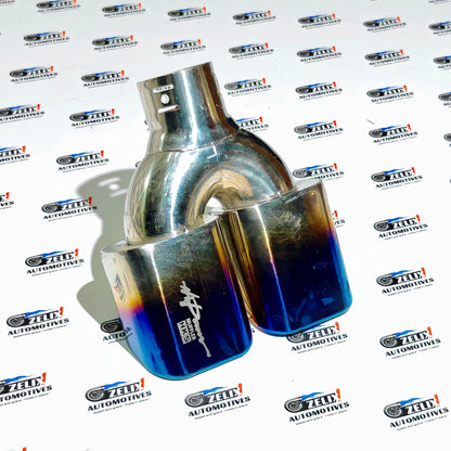 HKS  Square Dual  Exhaust Tip | Aftermarket Burnt Blue Finish